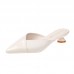 Women Chic Summer Pointed Toe Candy Color PU Cover Toe Low Heel Mules