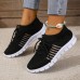 Women Casual Plus Size Solid Color Mesh Breathable Flat 4